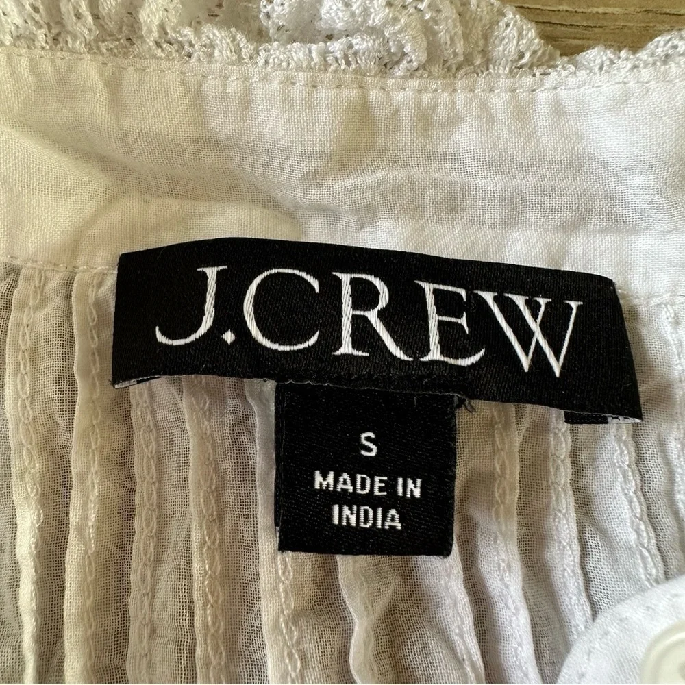 J. Crew Lace-trim cinched-waist top in cotton voile White S